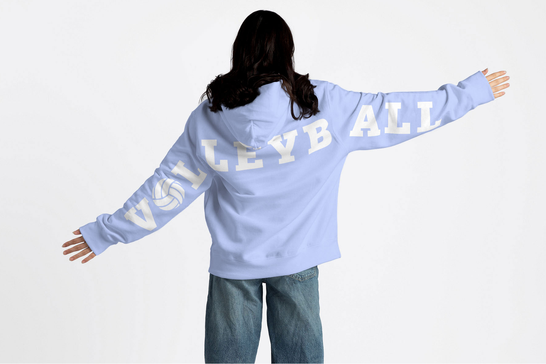 Volleyball Vibes Hoodie - Iced Blue - Free Priority Shipping for Christmas Delivery