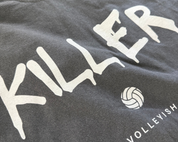 Gray volleyball t-shirt with 'KILLER' graphic and volleyball graphic
