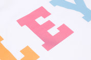 Close up image of colorful letters of volleyball sweatshirt